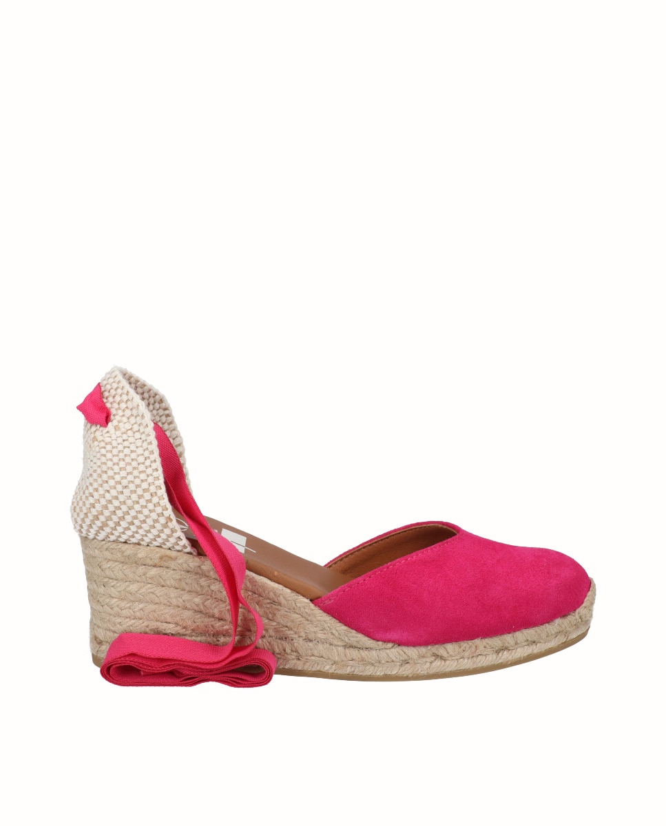 Alpargatas de cuña de mujer con cintas - Viguera - Fucsia Fucsia-1