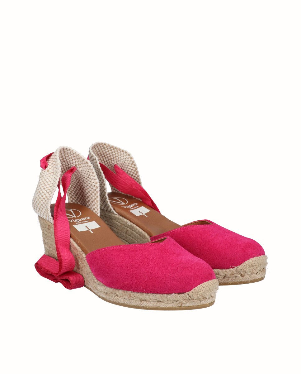 Alpargatas de cuña de mujer con cintas - Viguera - Fucsia Fucsia-3