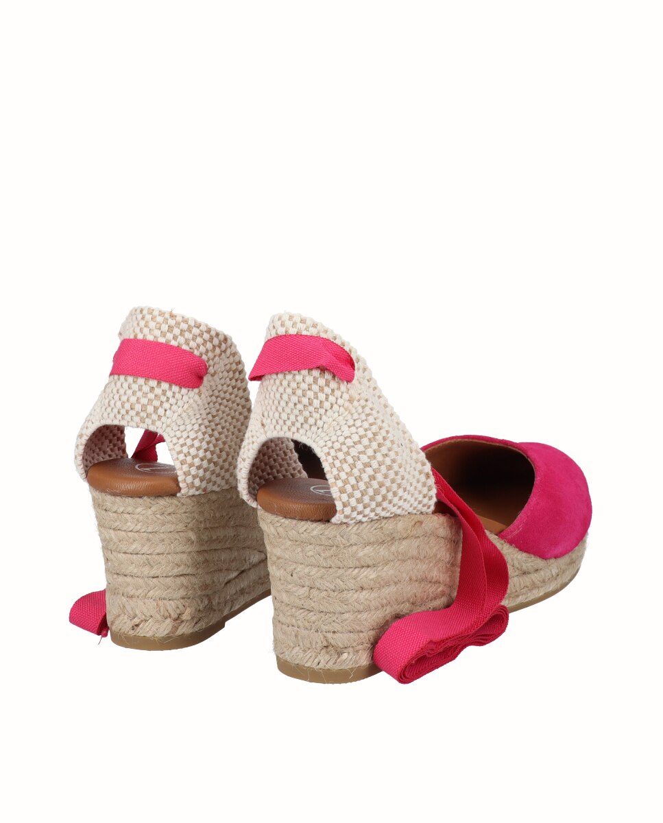 Alpargatas de cuña de mujer con cintas - Viguera - Fucsia Fucsia-2