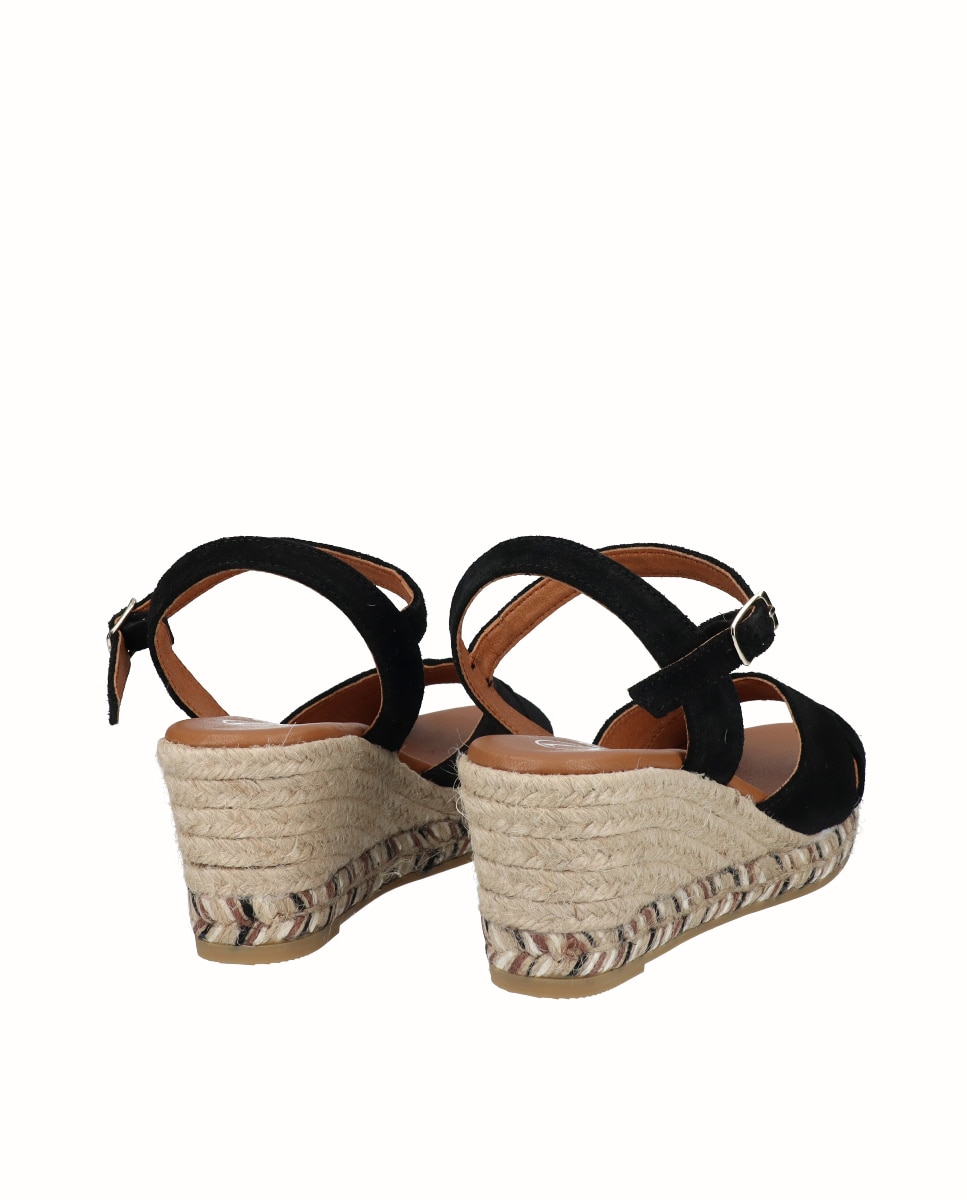 Sandalias de cuña de mujer de piel cruzadas - Viguera - Negro Negro-2