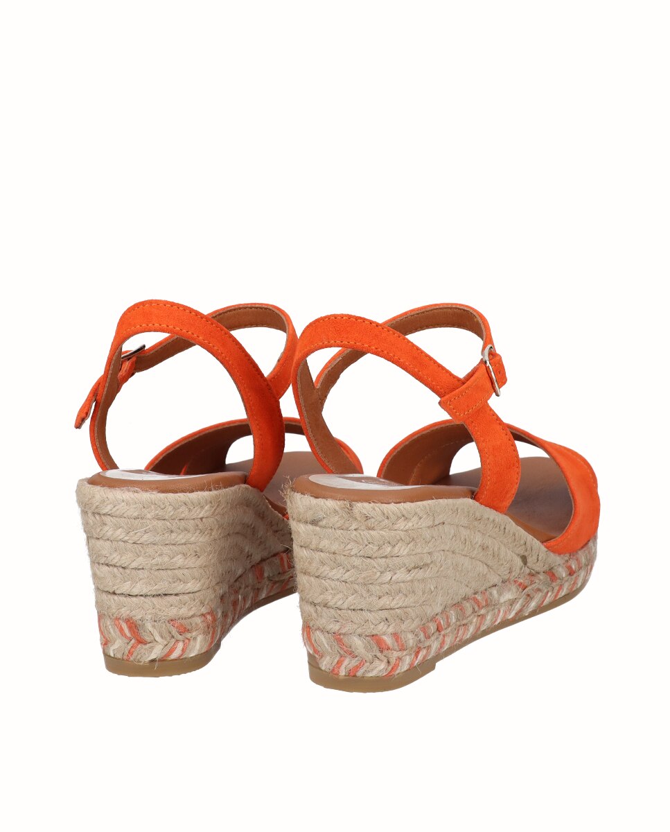 Sandalias de cuña de mujer de piel cruzadas - Viguera - Naranja Naranja-2