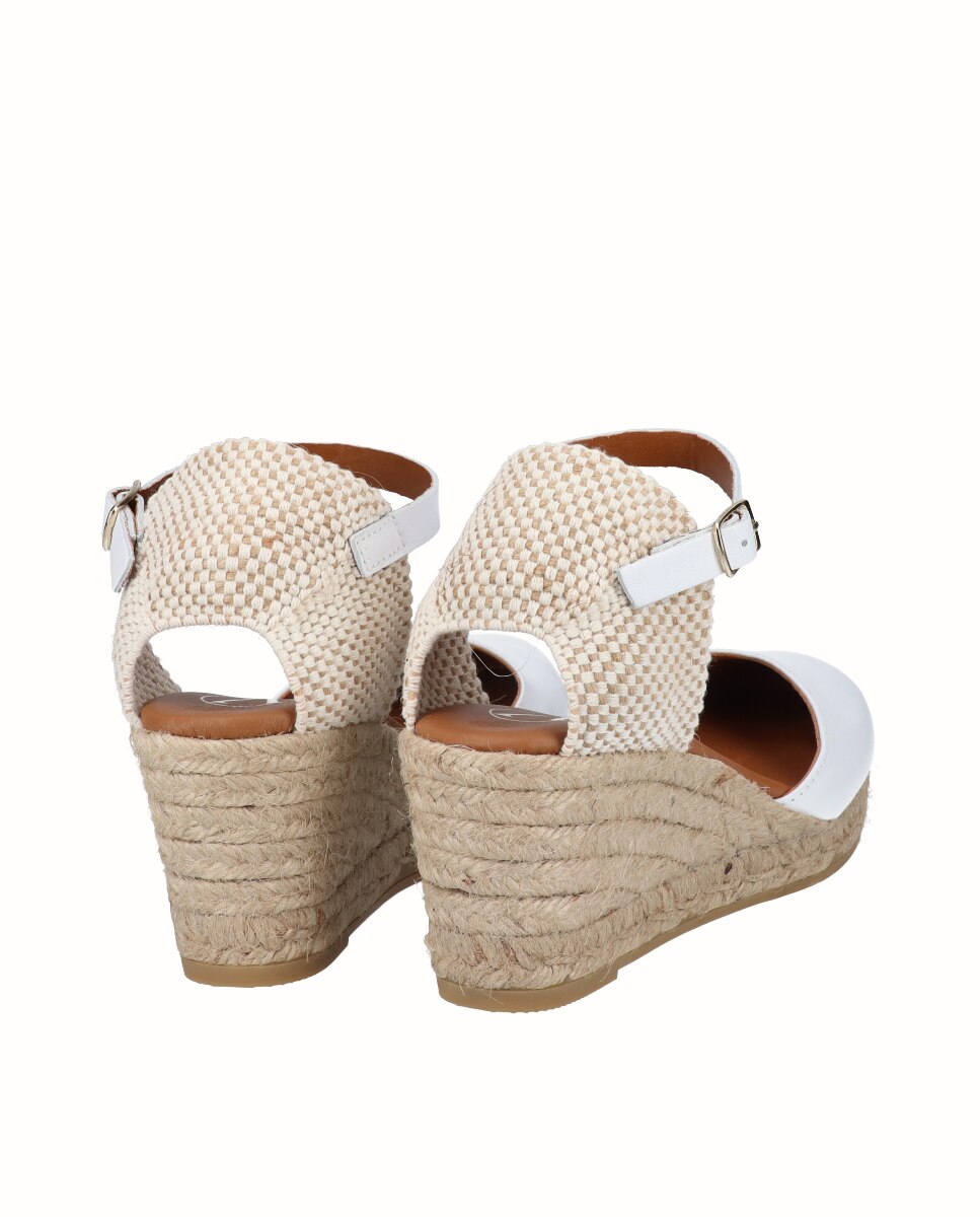 Alpargatas de cuña de mujer de piel con pulsera - Viguera - Blanco Blanco-2