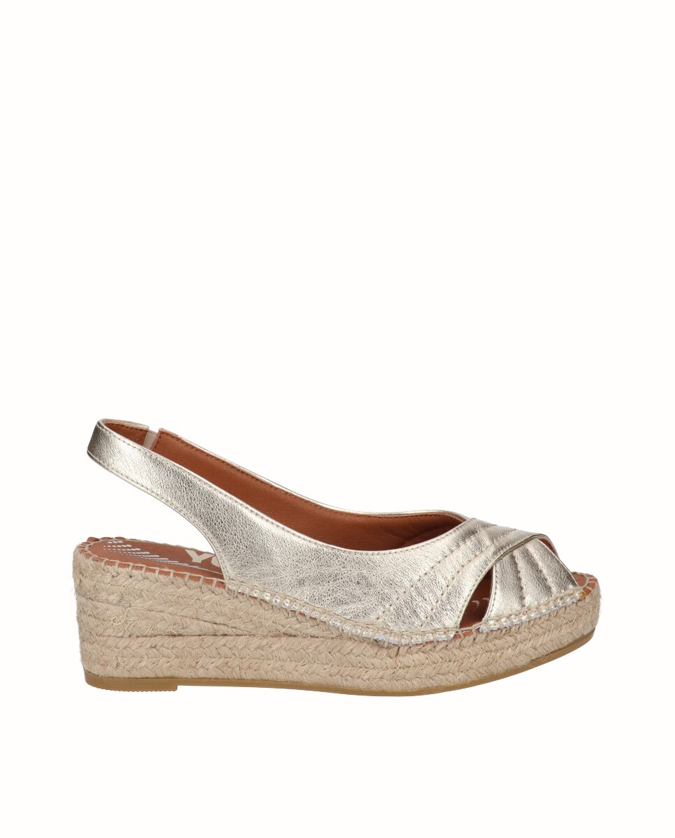 Sandalias de cuña Yuteflex de mujer de piel - Viguera - Oro Oro-1