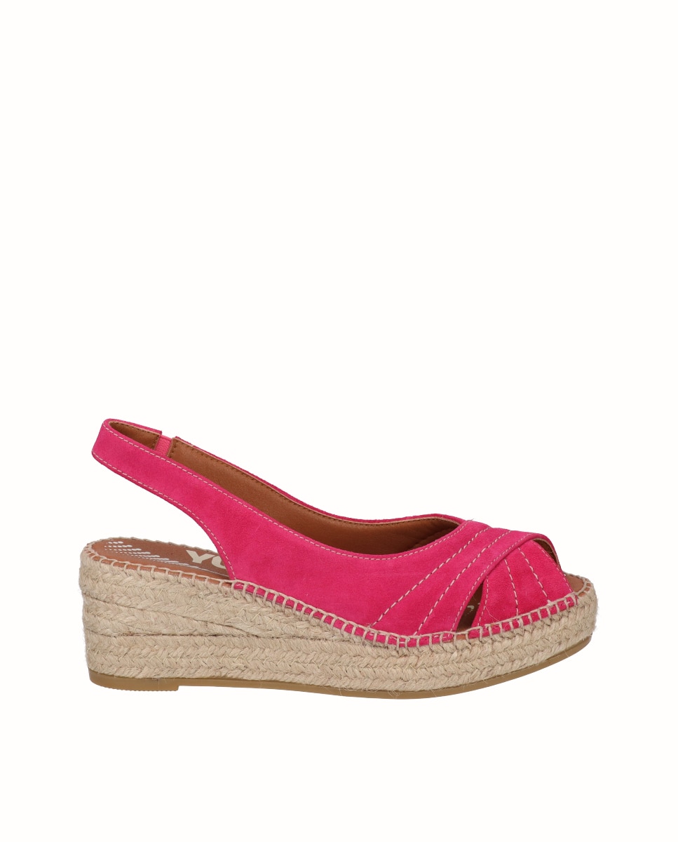 Sandalias de cuña Yuteflex de mujer de piel - Viguera - Fucsia Fucsia-1