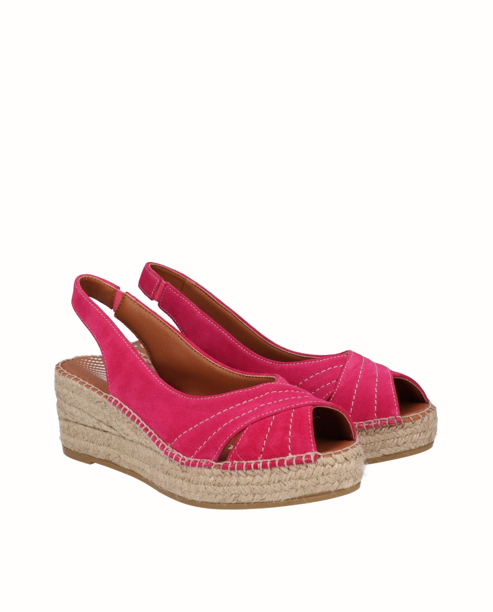 Sandalias de cuña Yuteflex de mujer de piel - Viguera - Fucsia Fucsia-3