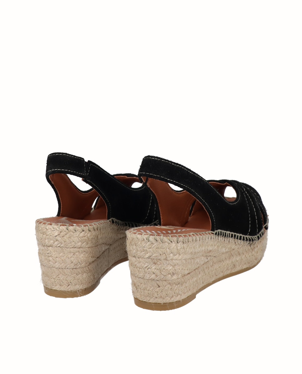 Sandalias de cuña Yuteflex de mujer de piel - Viguera - Negro Negro-2
