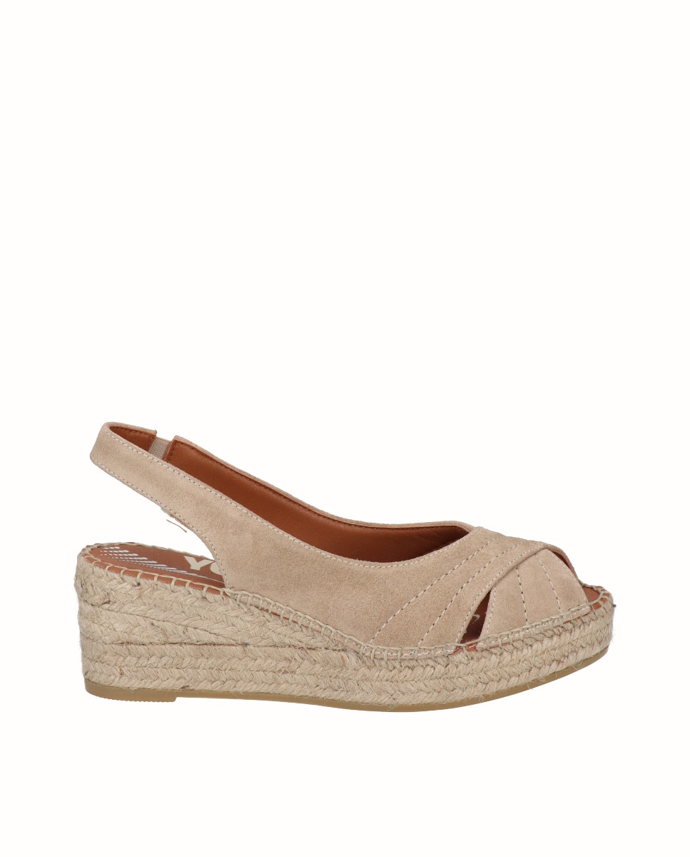 Sandalias de cuña Yuteflex de mujer de piel - Viguera - Beige Beige-1