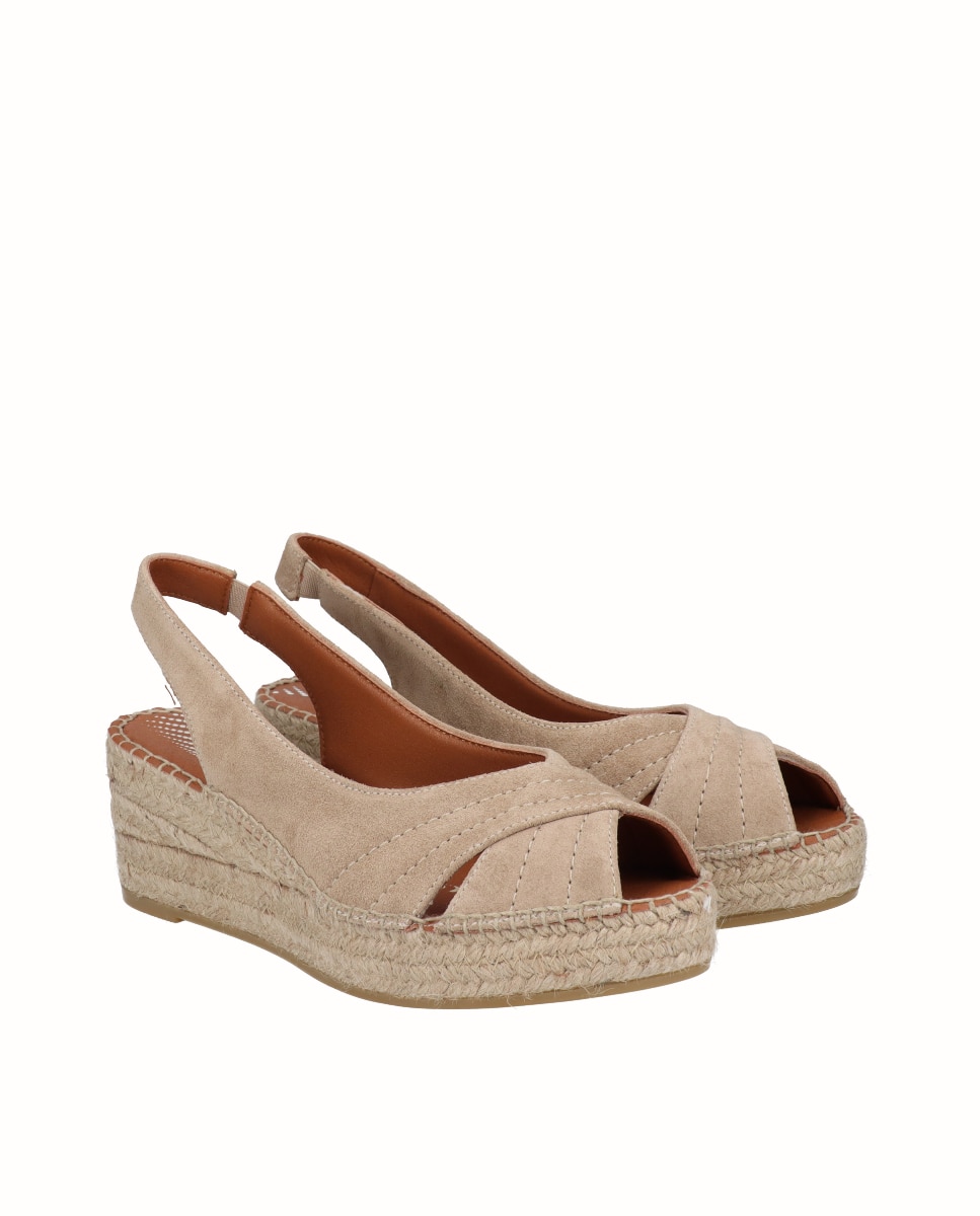 Sandalias de cuña Yuteflex de mujer de piel - Viguera - Beige Beige-3