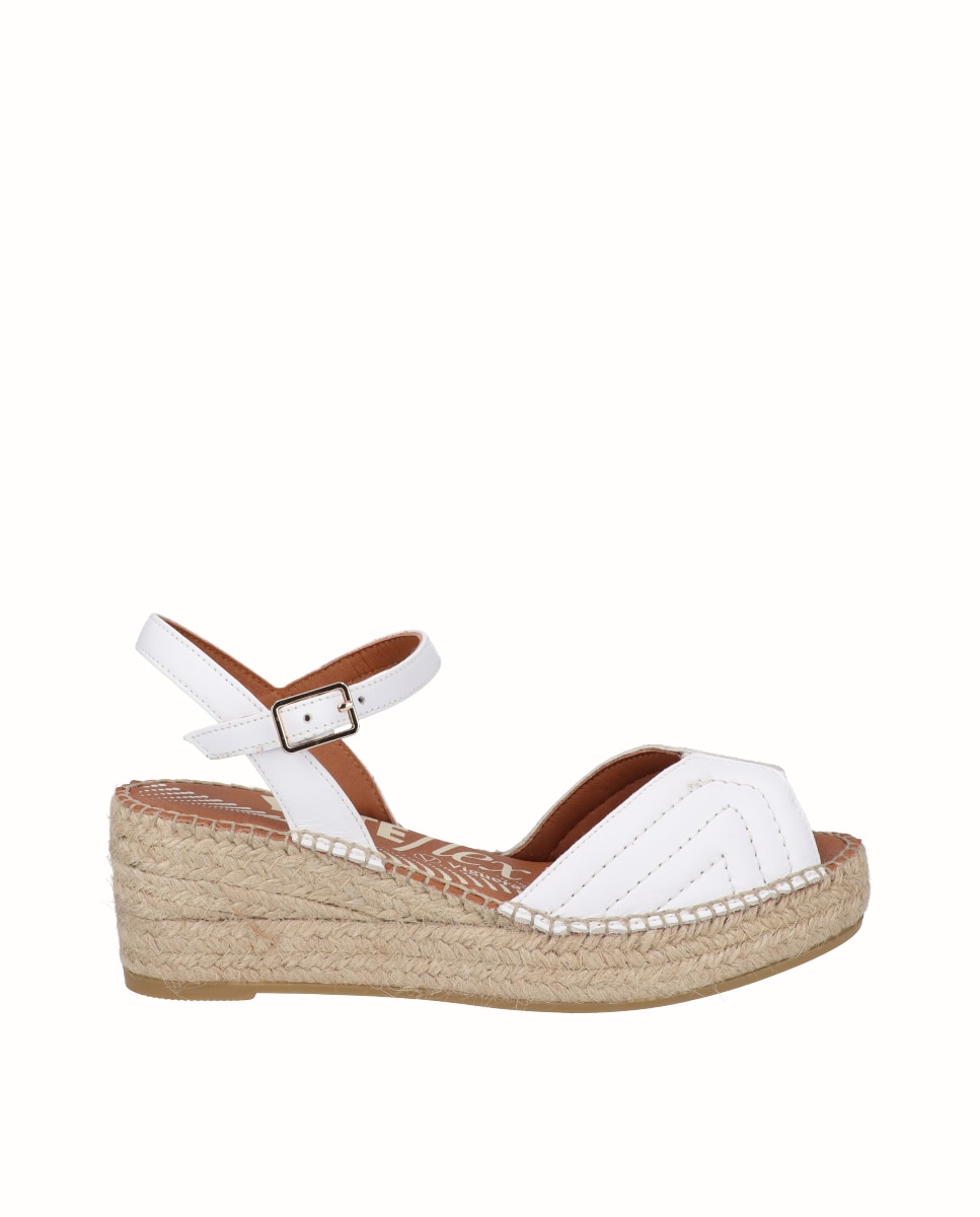 Viguera - Sandalias de cuña Yuteflex de mujer de piel con pulsera.