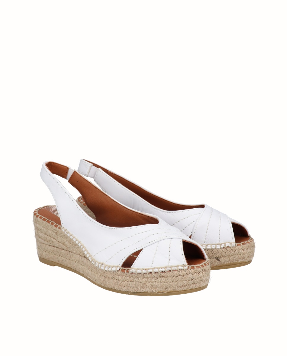 Sandalias de cuña Yuteflex de mujer de piel - Viguera - Crudo Blanco-3