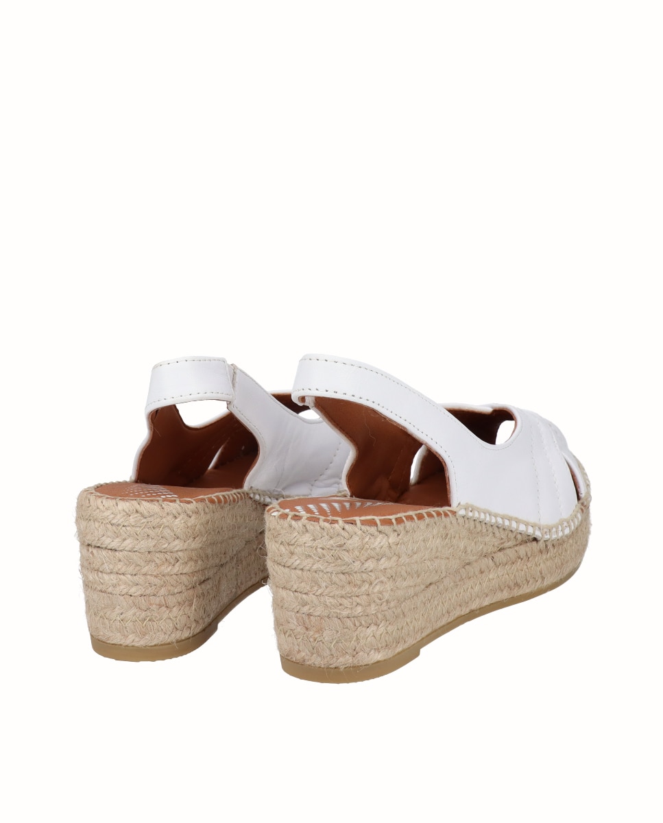 Sandalias de cuña Yuteflex de mujer de piel - Viguera - Crudo Blanco-2