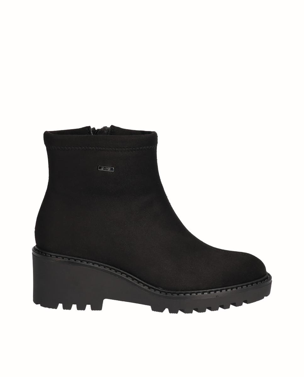 Botines básicos de cuña de mujer de licra hidrofugada - Viguera - Negro Negro-1