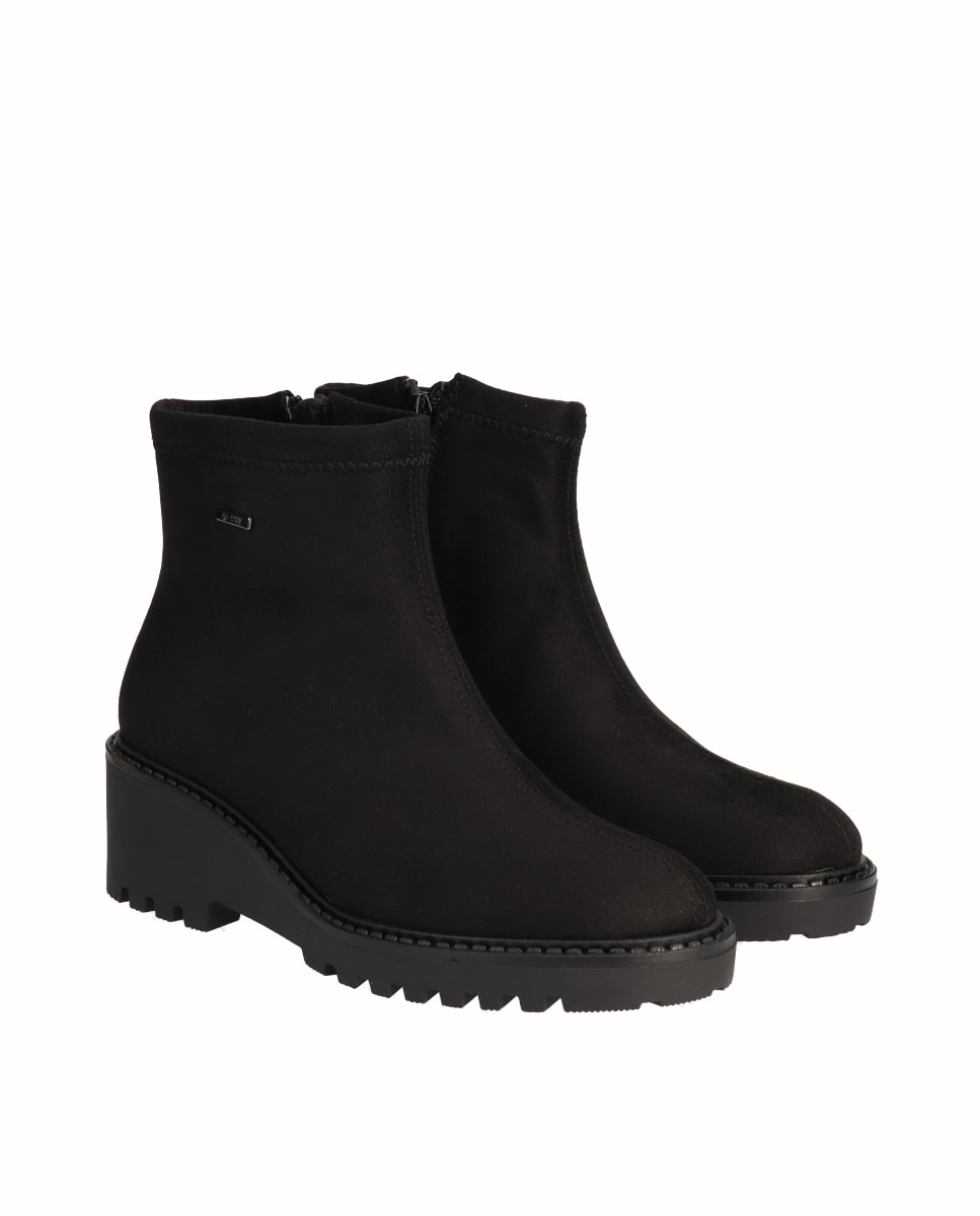 Botines básicos de cuña de mujer de licra hidrofugada - Viguera - Negro Negro-3