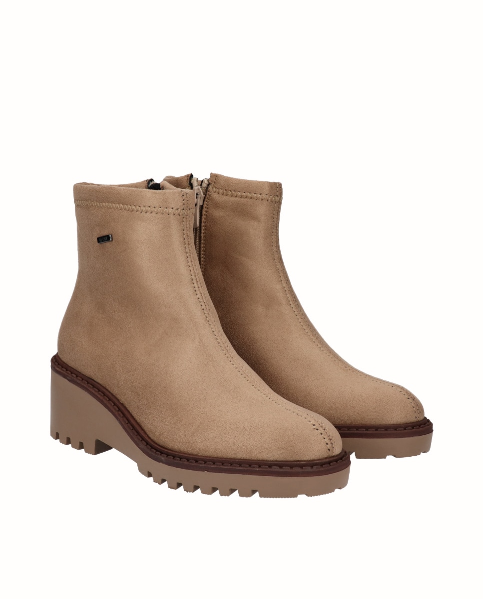 Botines básicos de cuña de mujer de licra hidrofugada - Viguera - Beige Beige-3