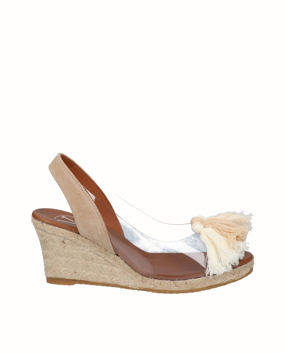 Alpargatas de cuña de mujer de vinilo con borlas - Viguera - Beige Beige-1