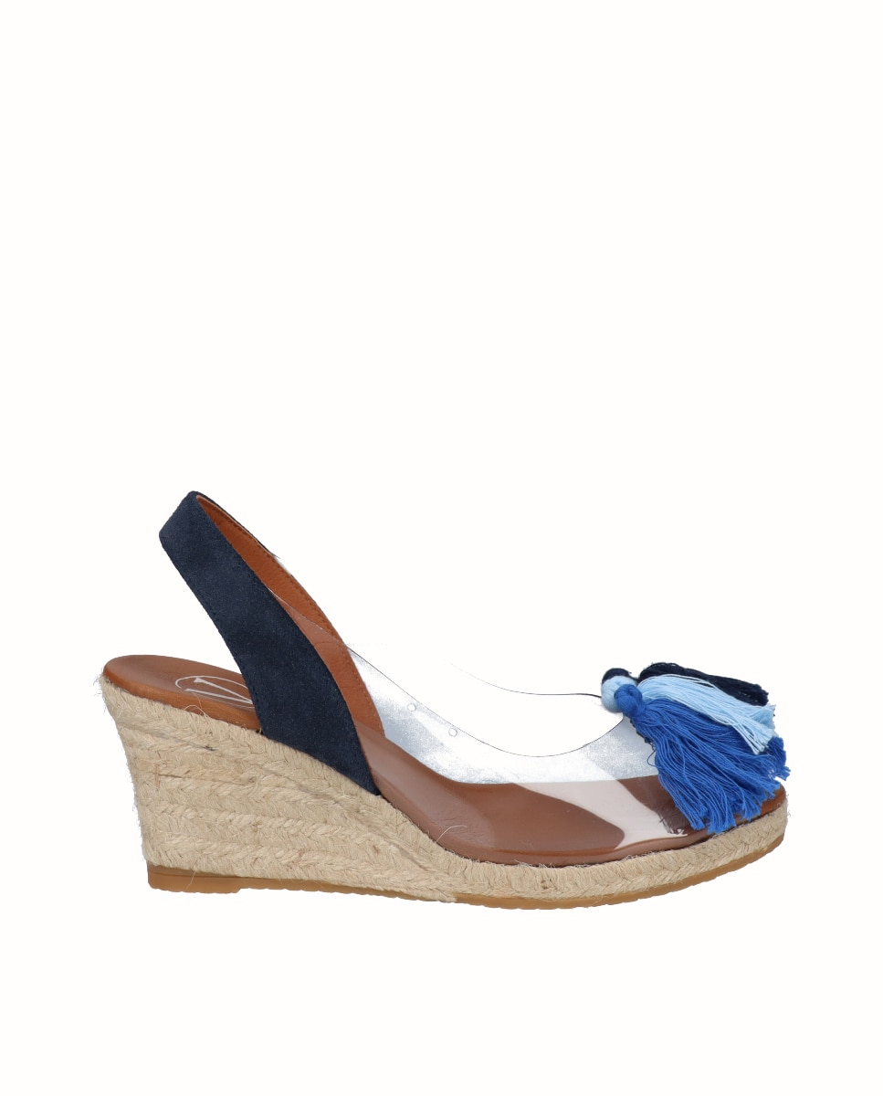 Alpargatas de cuña de mujer de vinilo con borlas - Viguera - Azul Azul-1