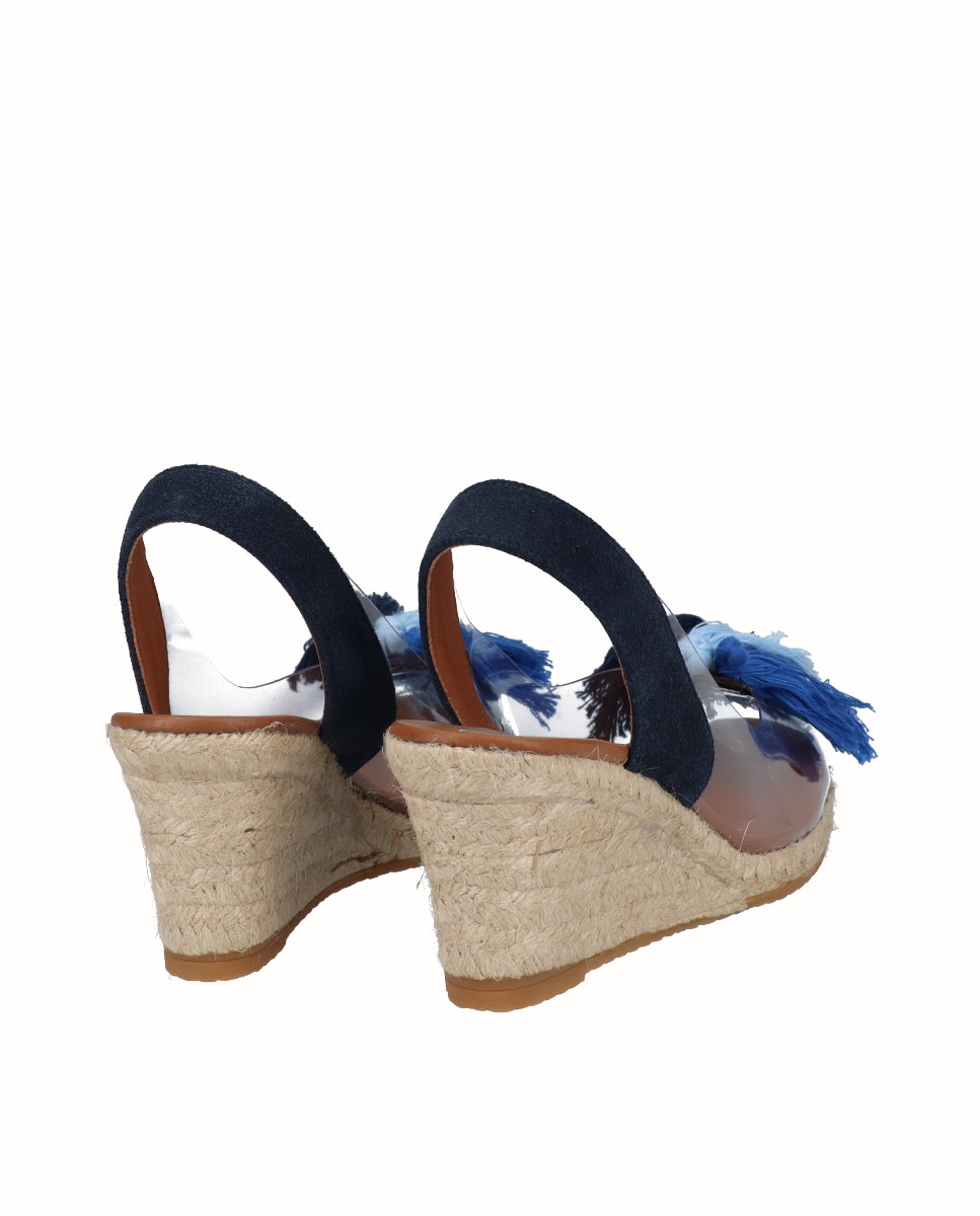 Alpargatas de cuña de mujer de vinilo con borlas - Viguera - Azul Azul-2