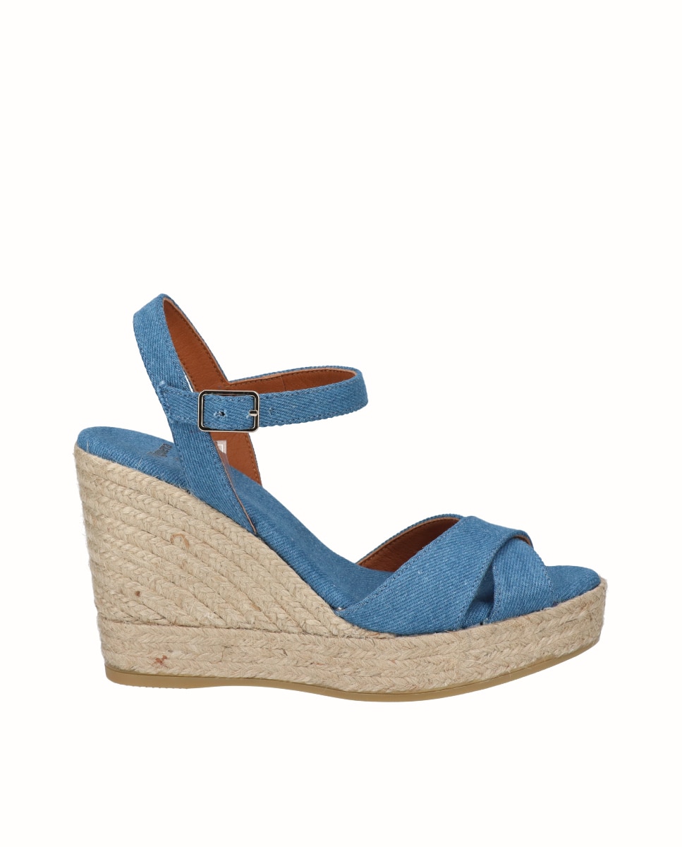 Imagen 0 de Sandalias de cuña alta de mujer by Cristina Cerqueiras Azul denim