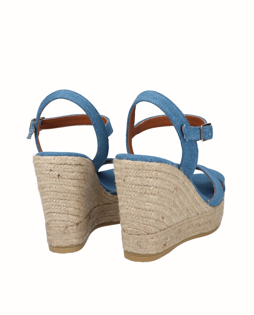 Sandalias de cuña alta de mujer by Cristina Cerqueiras - Viguera - Azul denim Azul denim-2