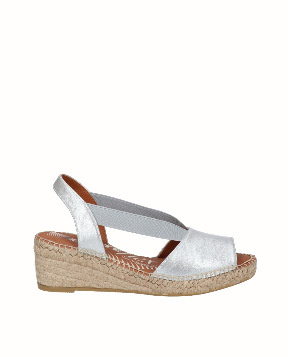 Sandalias de cuña media Yuteflex de mujer con elásticos - Viguera - Plata Plata-1