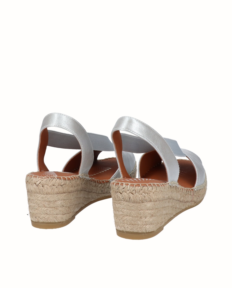 Sandalias de cuña media Yuteflex de mujer con elásticos - Viguera - Plata Plata-2