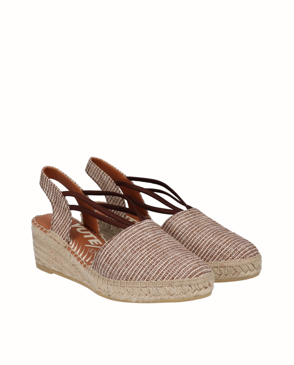 Alpargatas de cuña Yuteflex de mujer con elásticos - Viguera - Marrón Marrón-3