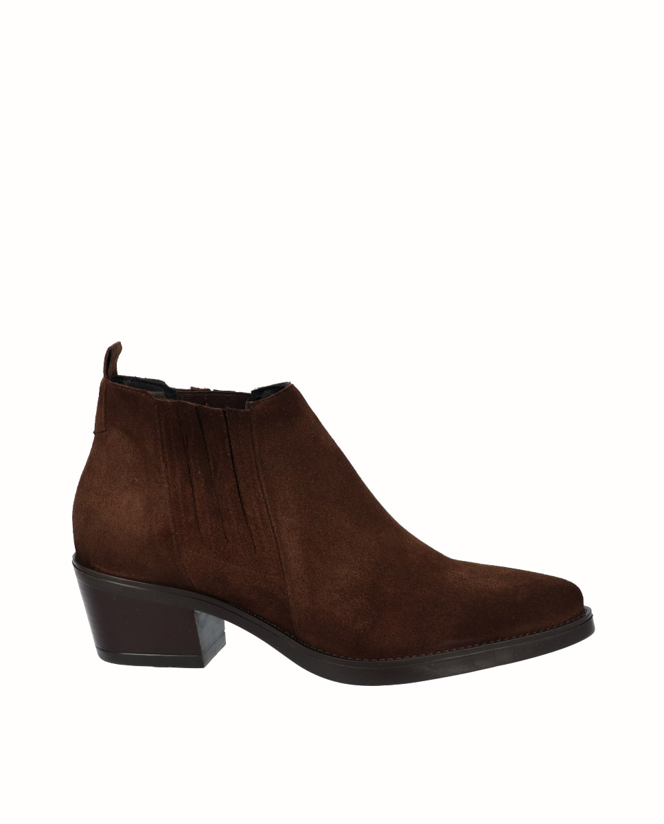 Botines chelsea de mujer de piel serraje - Viguera - Moka Moka-1