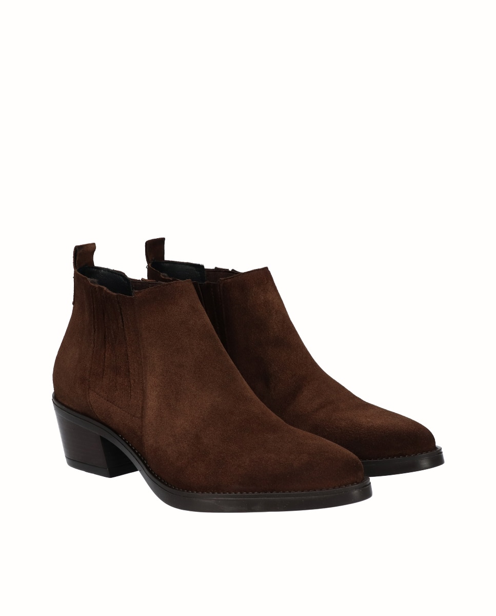 Botines chelsea de mujer de piel serraje - Viguera - Moka Moka-3