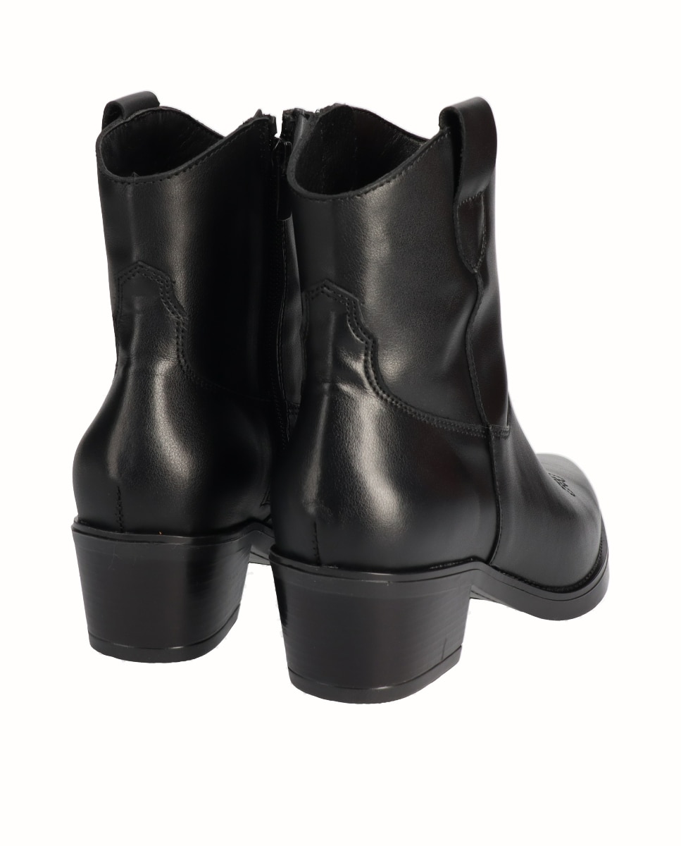 Botines cowboy de mujer de piel - Viguera - Negro Negro-2