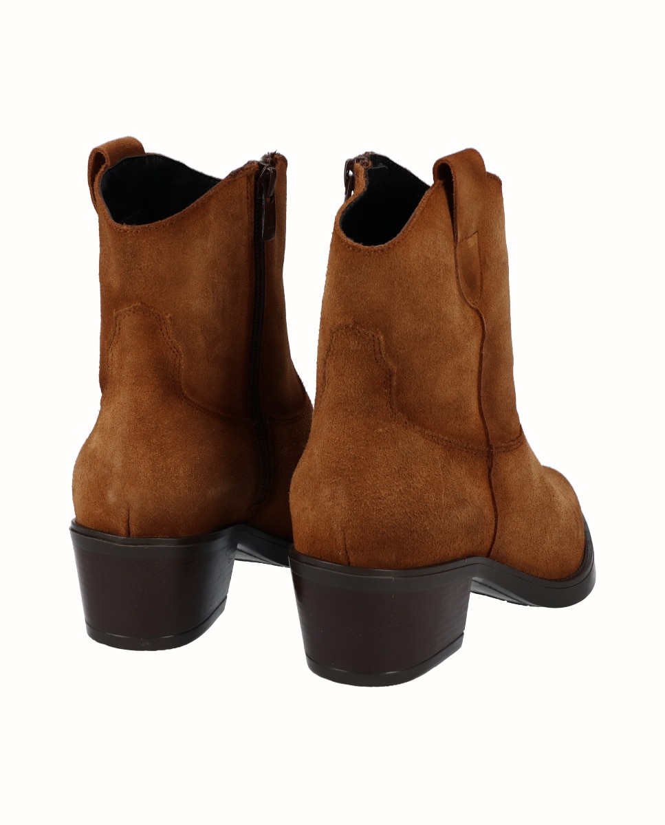 Botines cowboy de mujer de piel - Viguera - Tabaco Tabaco-2