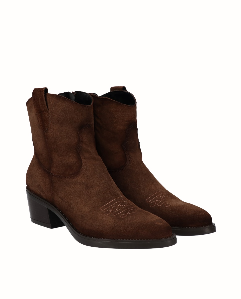 Botines cowboy de mujer de piel - Viguera - Moka Moka-3