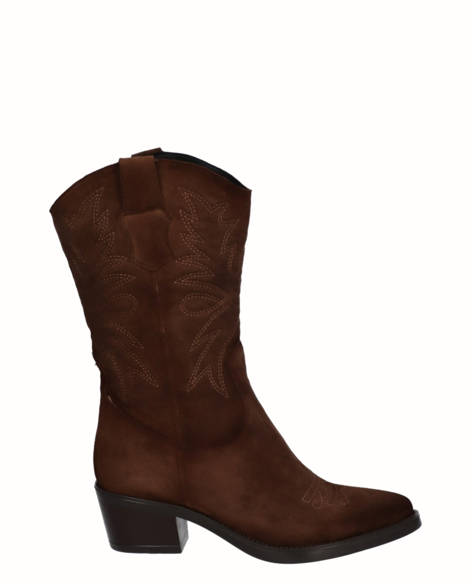 Botas cowboy de mujer de piel serraje - Viguera - Moka Moka-1