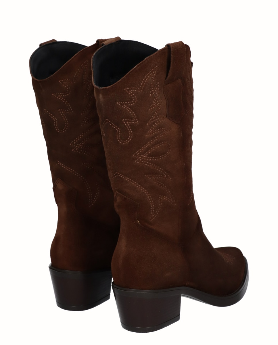 Botas cowboy de mujer de piel serraje - Viguera - Moka Moka-2
