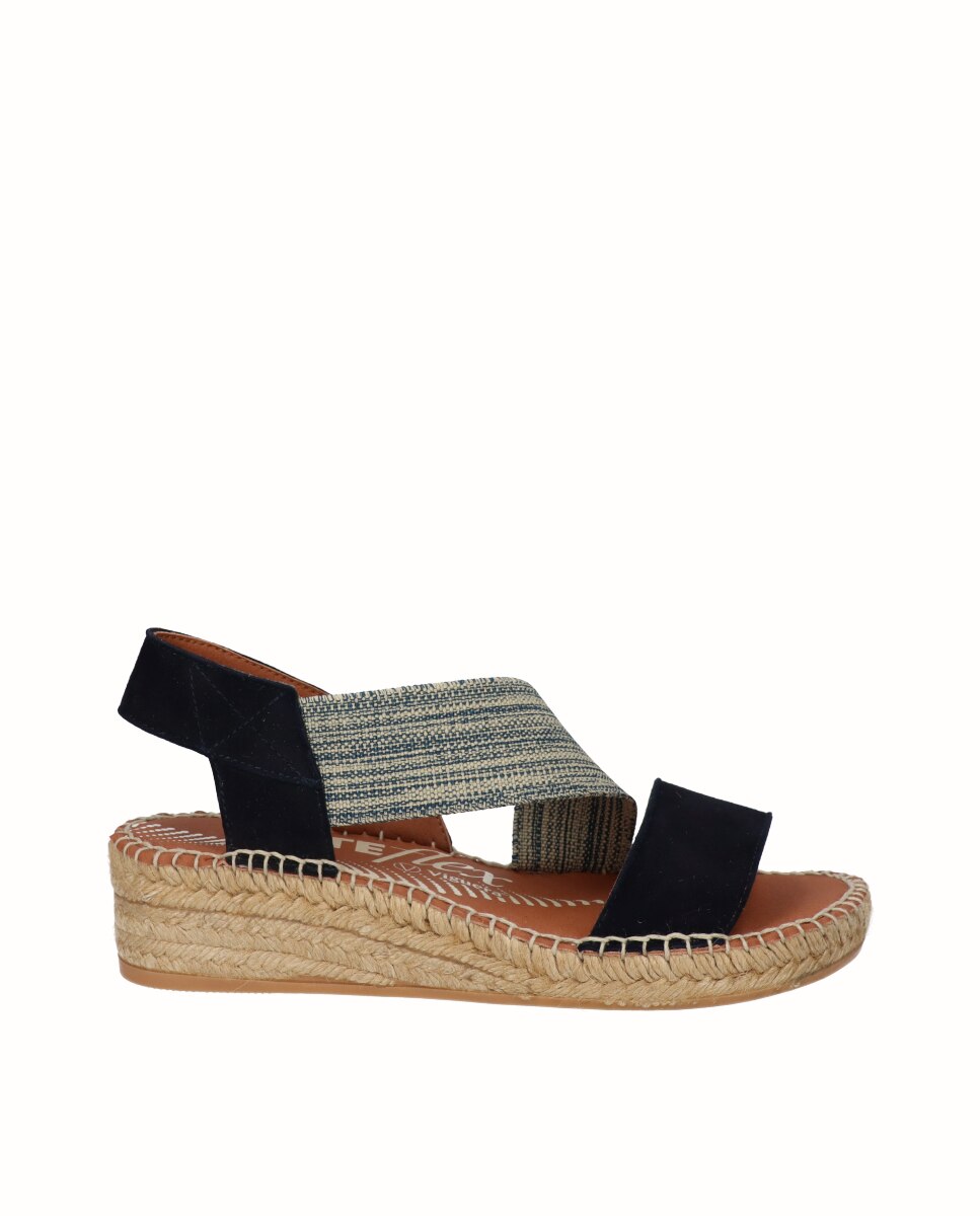 Imagen 0 de Sandalias de cuña baja Yuteflex de mujer con elásticos Azul marino