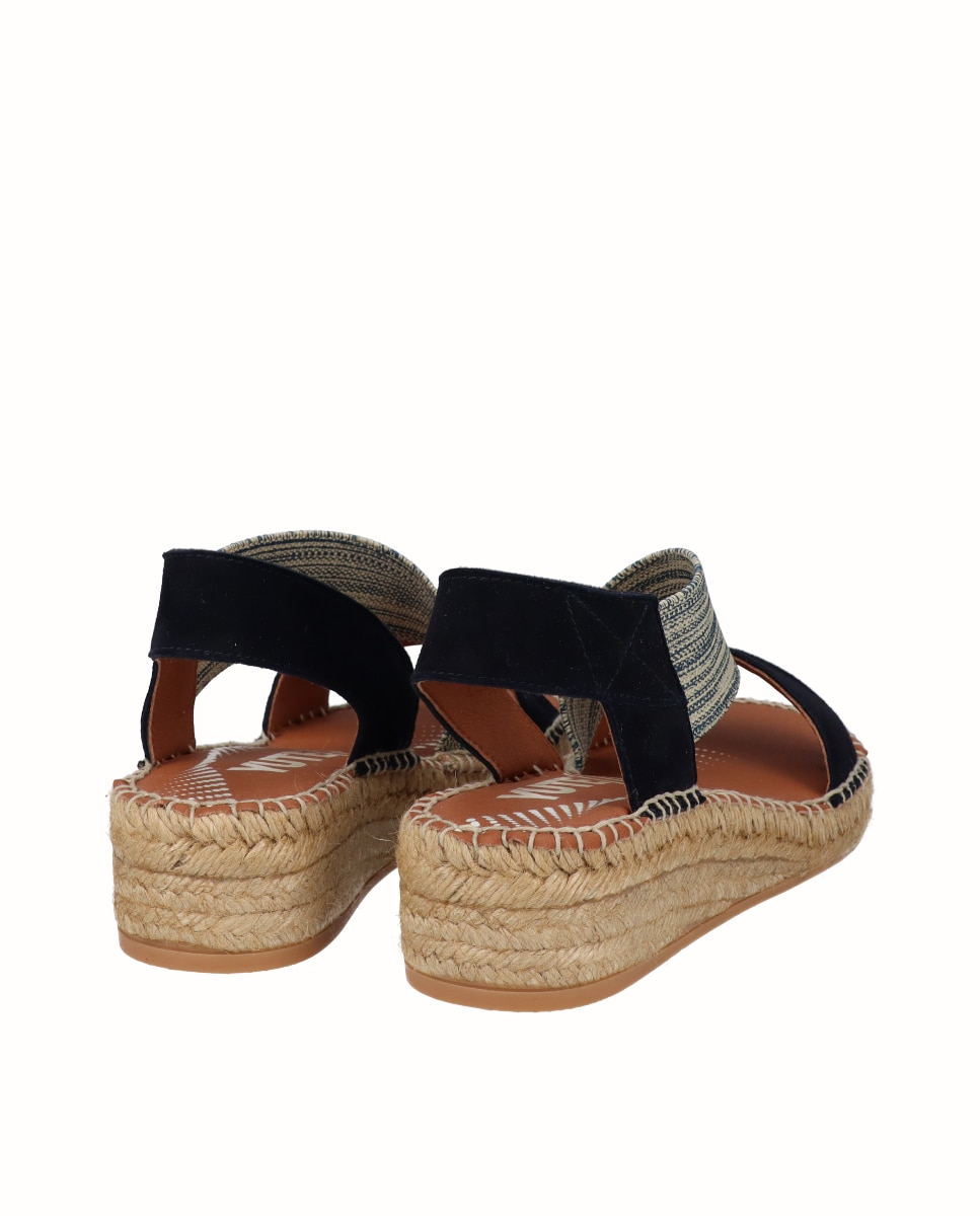 Sandalias de cuña baja Yuteflex de mujer con elásticos - Viguera - Azul marino Azul marino-2