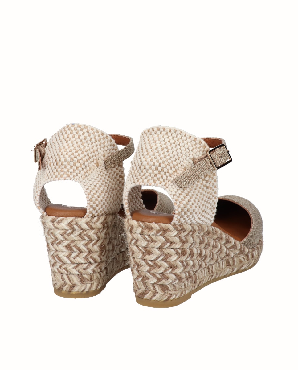 Alpargata valenciana de cuña de mujer de lino - Viguera - Beige Beige-2