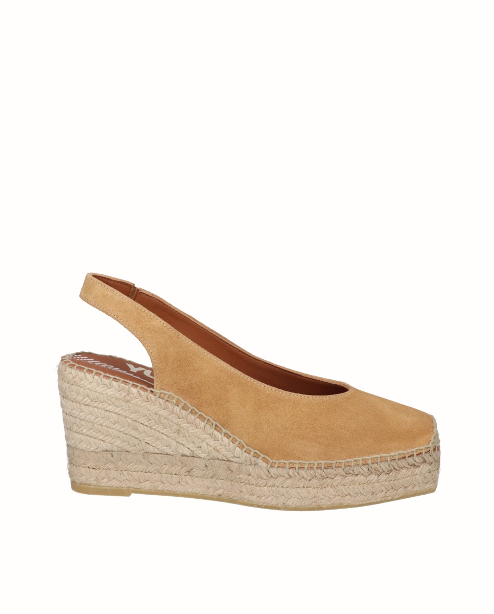 Imagen 0 de Alpargatas salón de cuña Yuteflex de mujer de piel Camel