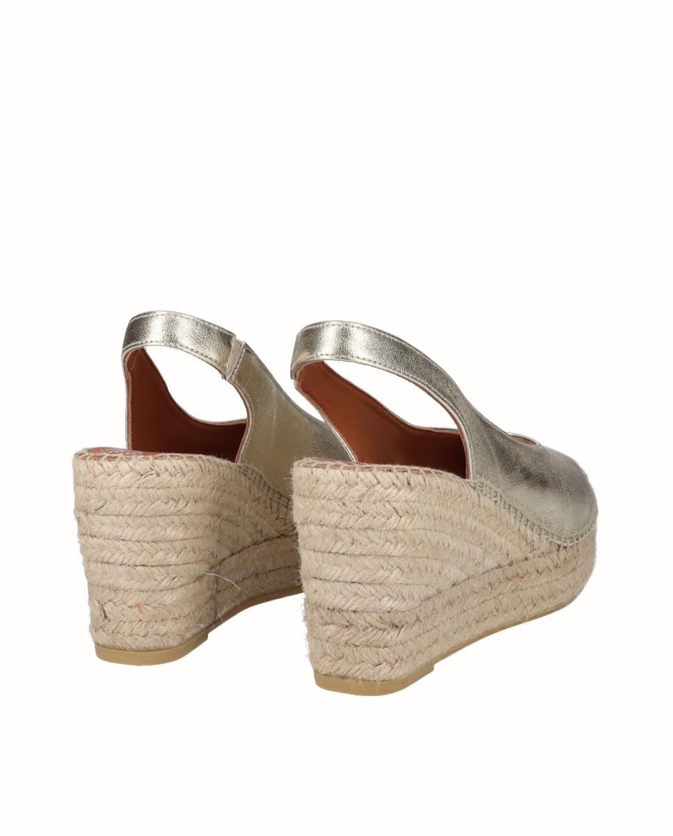 Alpargatas salón de cuña Yuteflex de mujer de piel - Viguera - Oro Oro-2