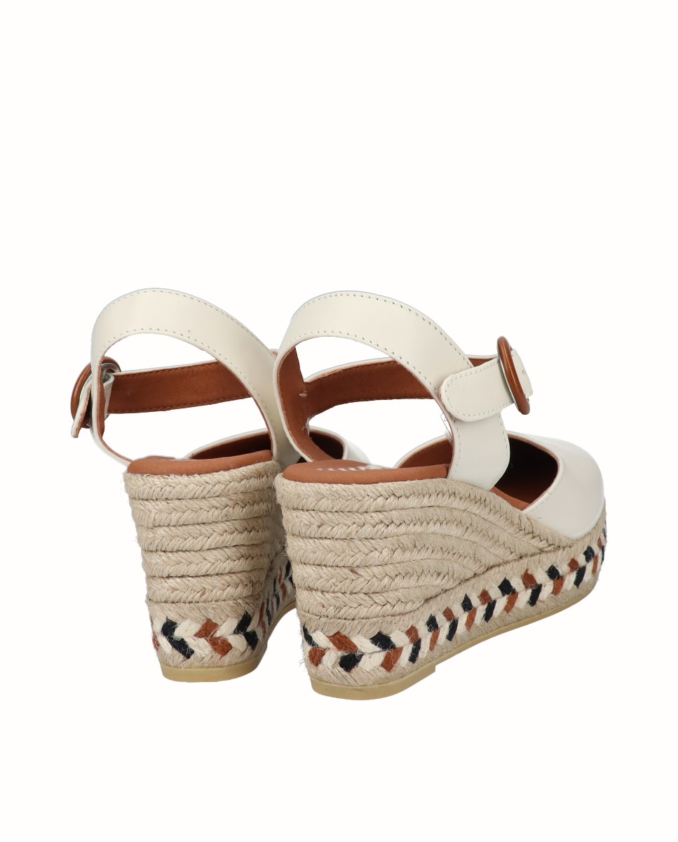 Alpargatas de cuña Yuteflex de mujer de piel con hebilla - Viguera - Beige Beige-2