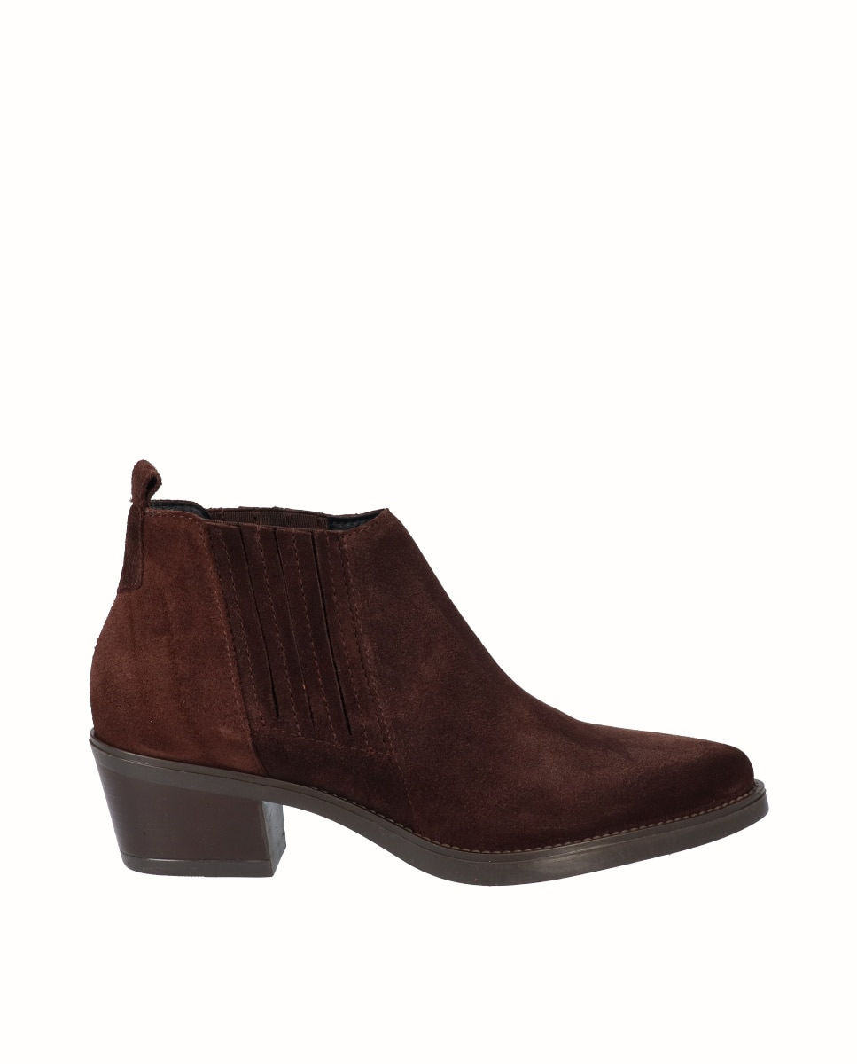 Botines chelsea de mujer de piel serraje - Viguera - Caoba Caoba-1