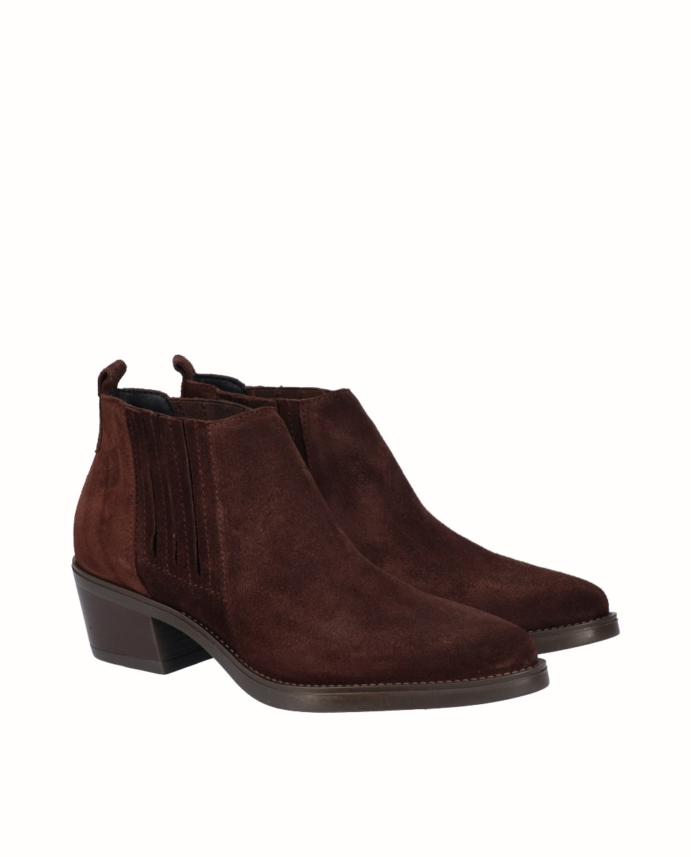 Botines chelsea de mujer de piel serraje - Viguera - Caoba Caoba-3