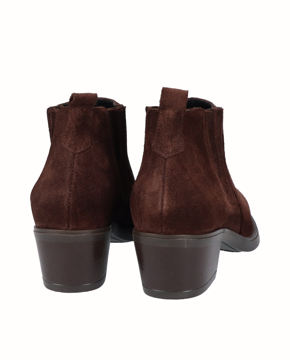 Botines chelsea de mujer de piel serraje - Viguera - Caoba Caoba-2