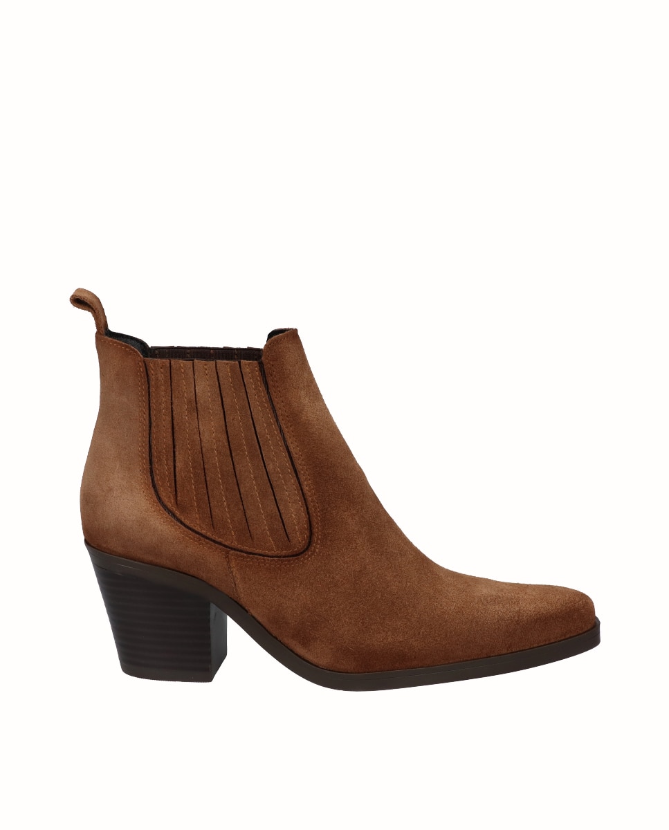 Botines chelsea de mujer de tacón de piel - Viguera - Visón Visón-1