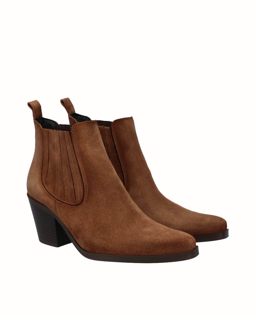 Botines chelsea de mujer de tacón de piel - Viguera - Visón Visón-3