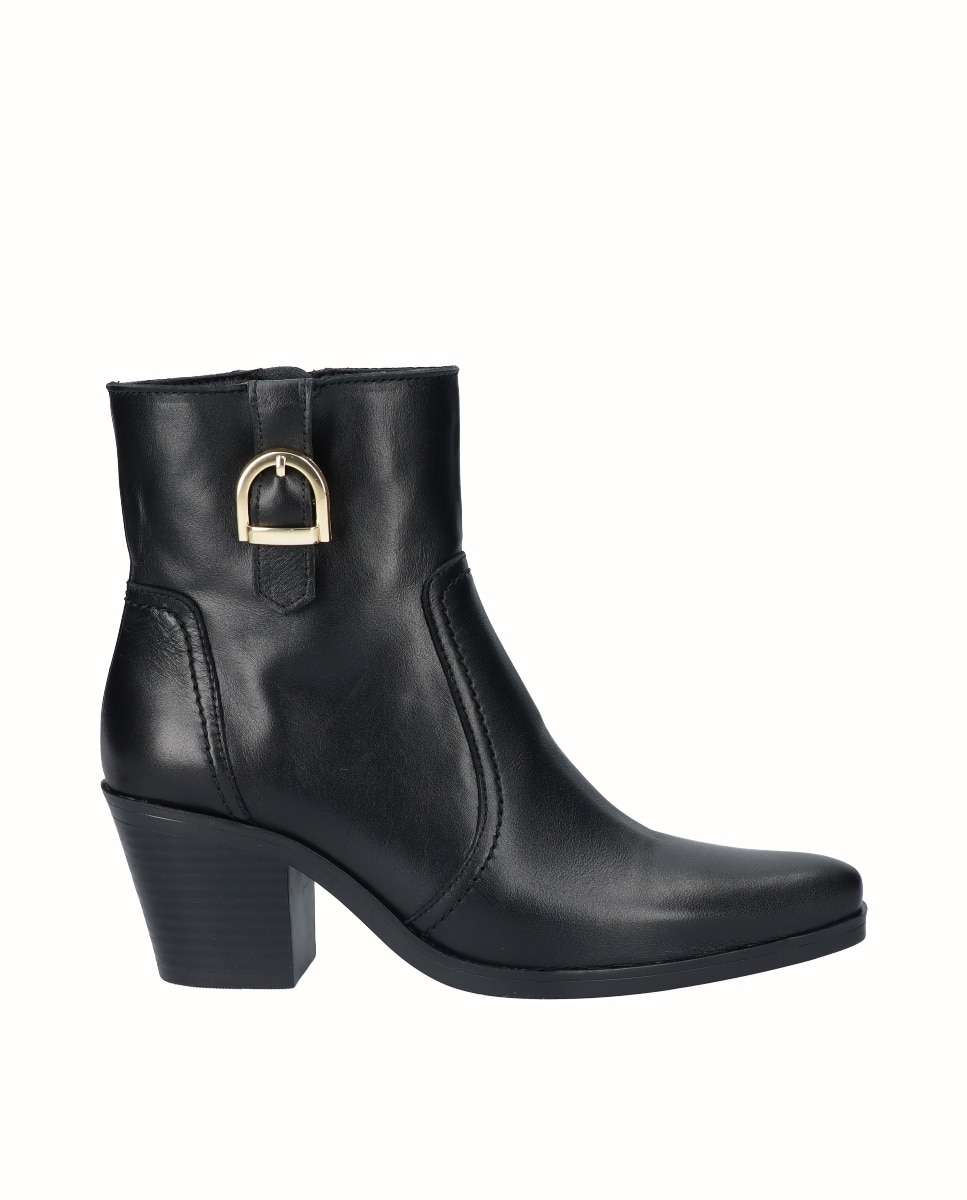 Botines básicos de mujer de piel con hebilla - Viguera - Negro Negro-1