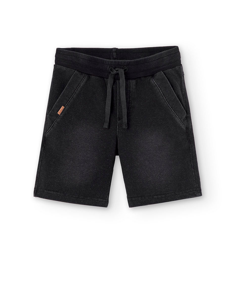 Bermuda de niño de punto con cordón de ajuste - Boboli - Negro Negro-1