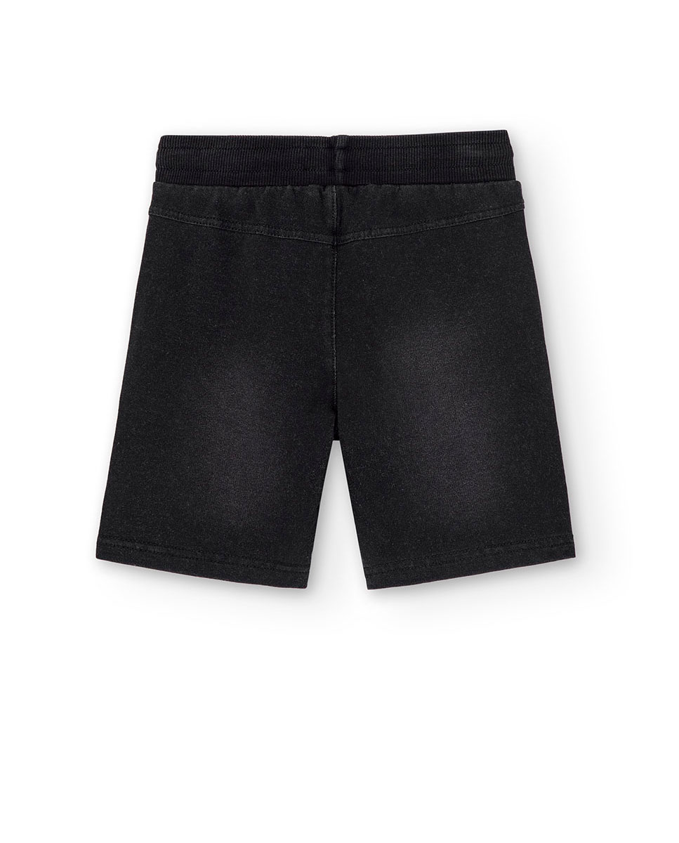 Bermuda de niño de punto con cordón de ajuste - Boboli - Negro Negro-2
