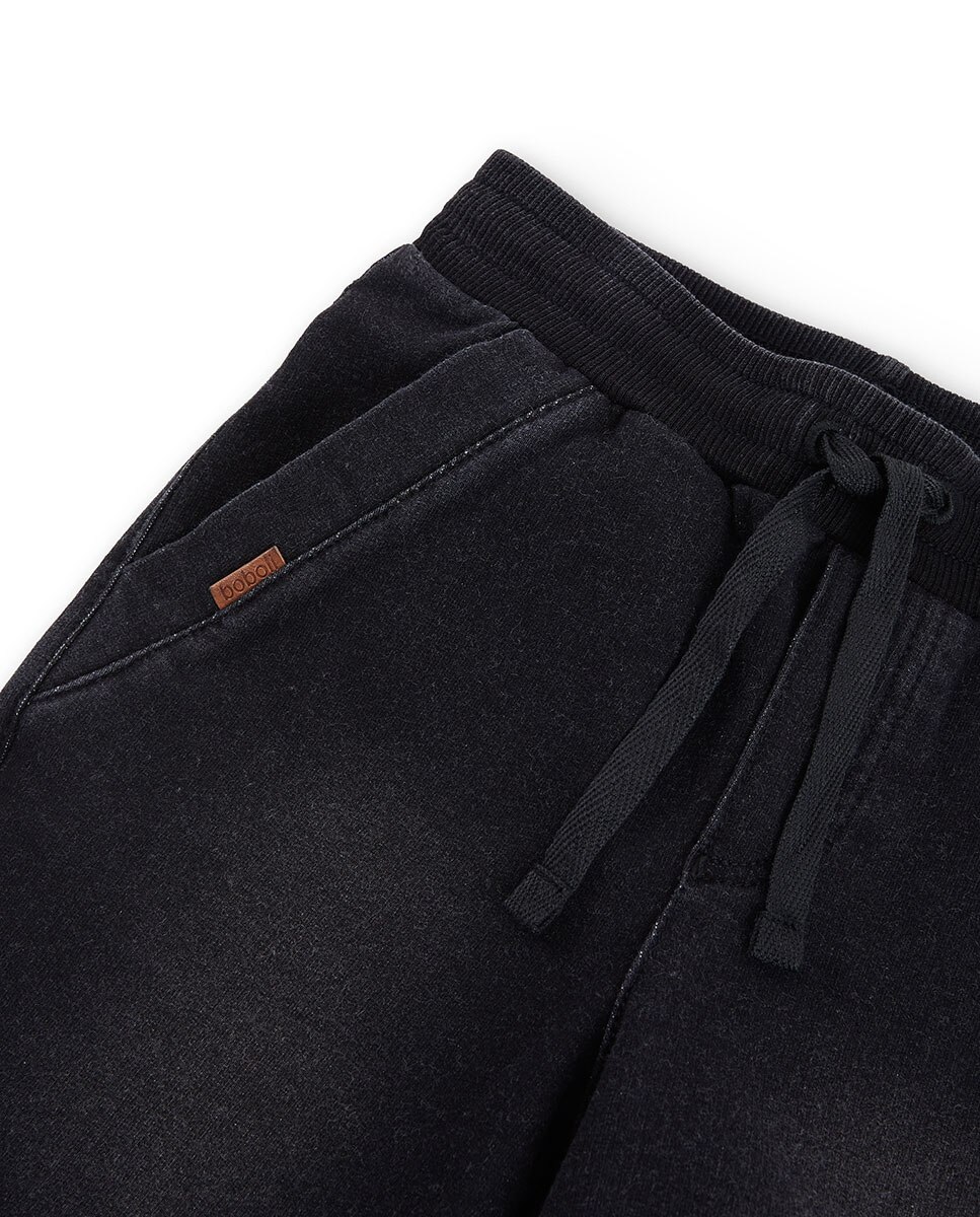 Bermuda de niño de punto con cordón de ajuste - Boboli - Negro Negro-3