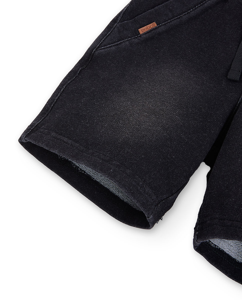 Bermuda de niño de punto con cordón de ajuste - Boboli - Negro Negro-4