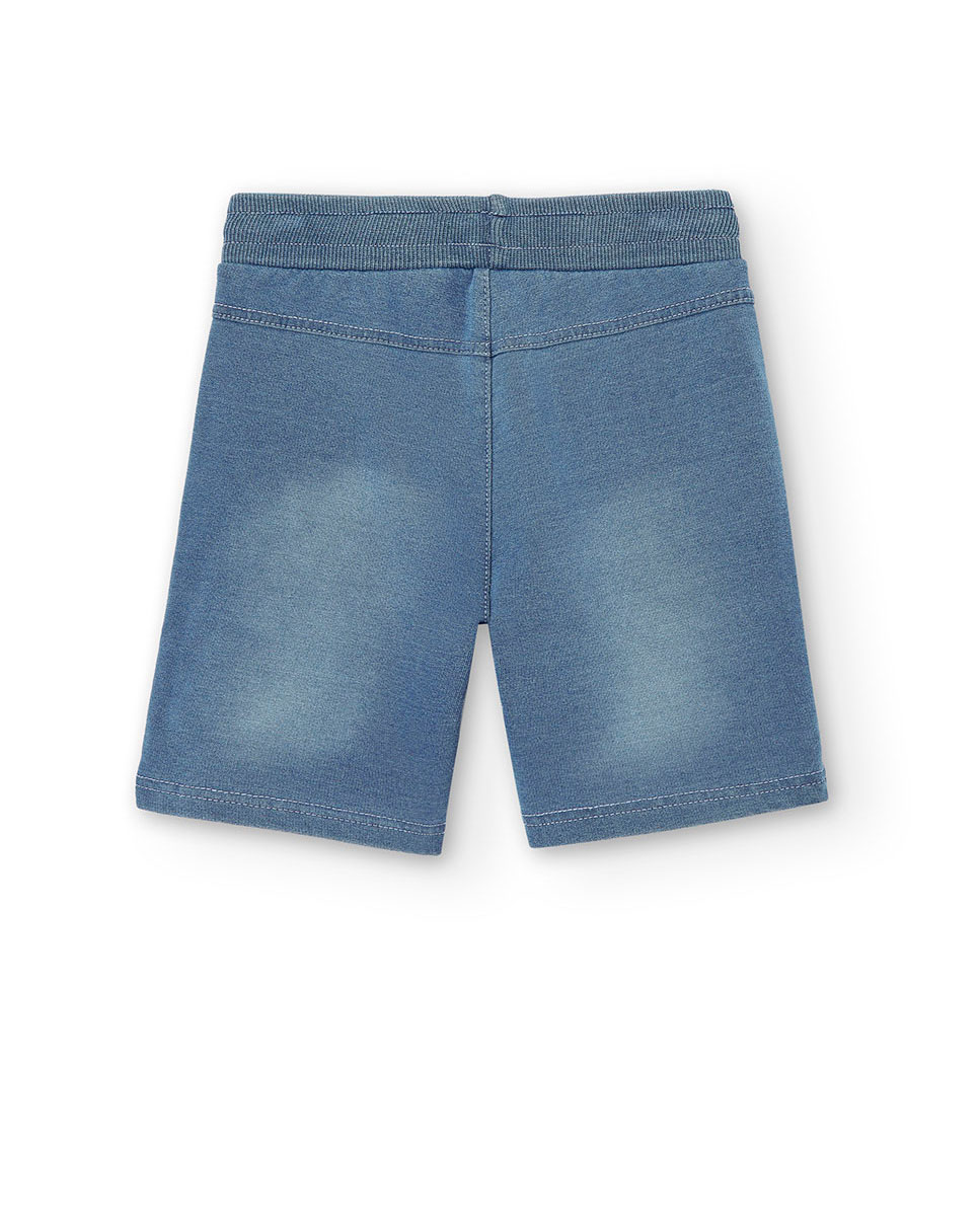 Bermuda de niño de punto con cordón de ajuste - Boboli - Azul claro Azul claro-2
